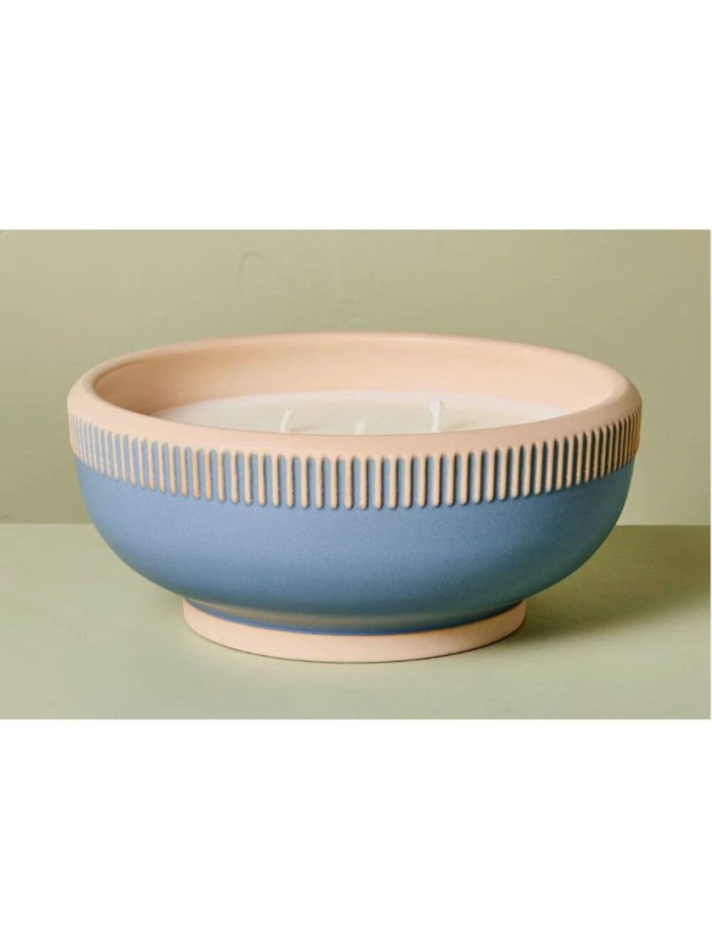 Hearth & Hand Sun & Citron Scented Candle 20 Oz Ceramic Bowl Blue & Beige